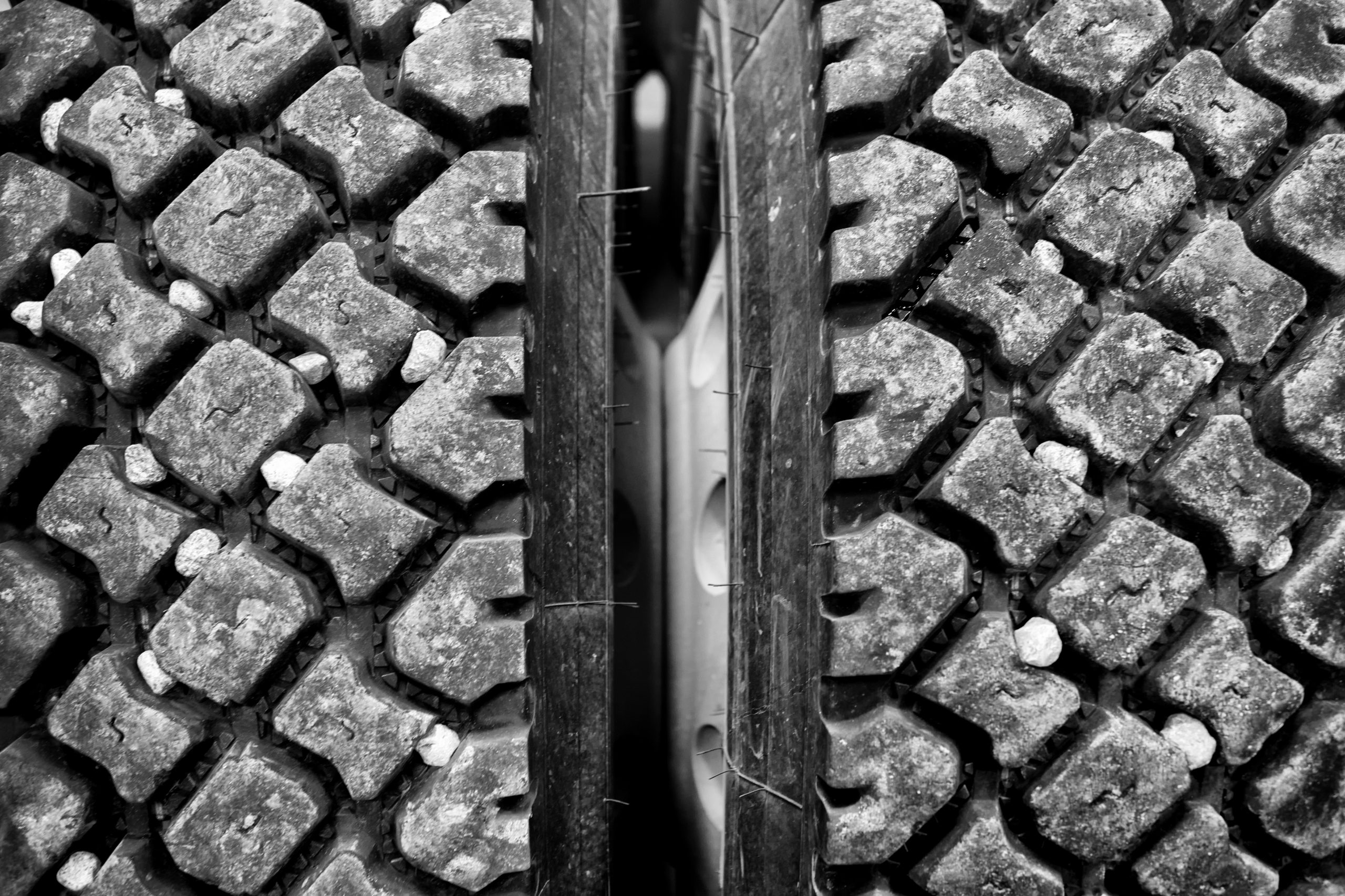 Rocks stuck in tire treads